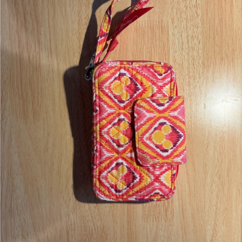 Vera Bradley Pink and Yellow Patterned Wristlet